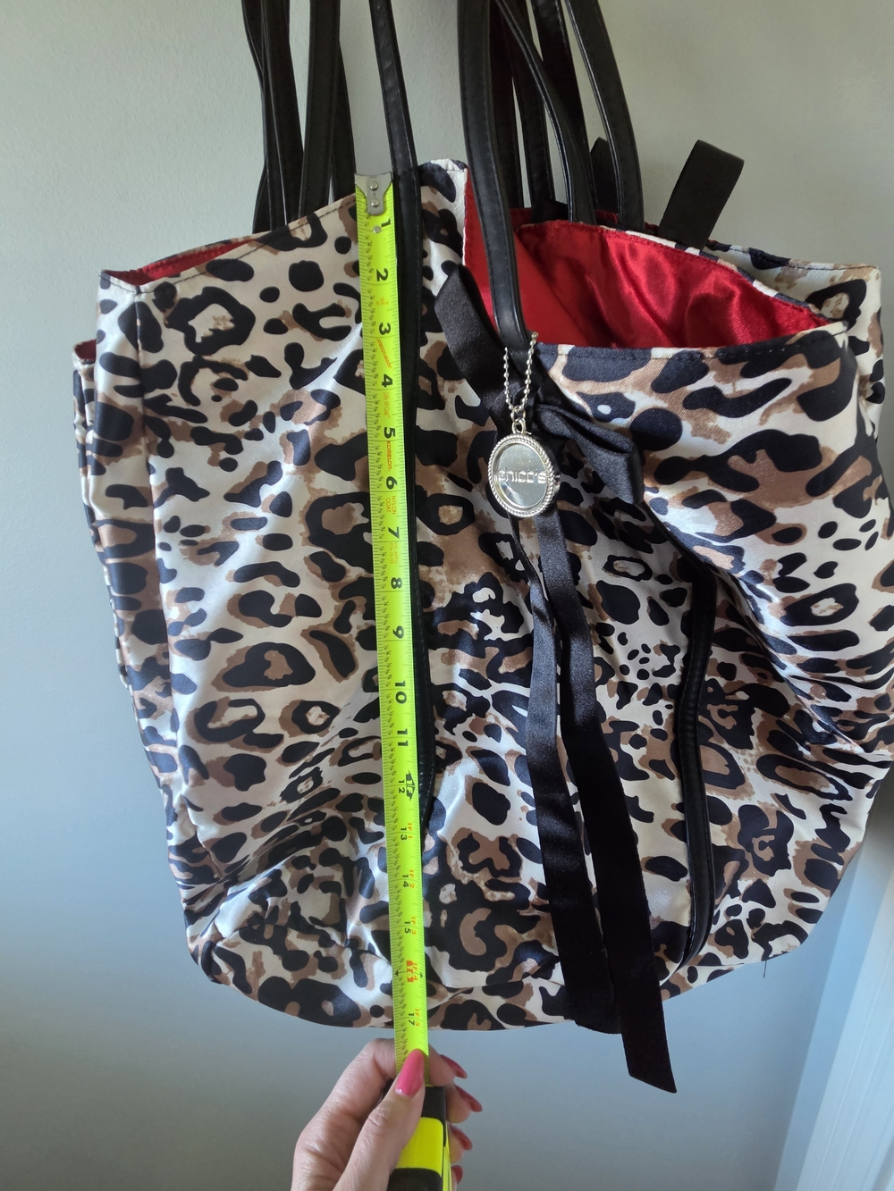 Leopard Print Tote Bags with Red Lining - Set Of 3 - Picture 3 of 7